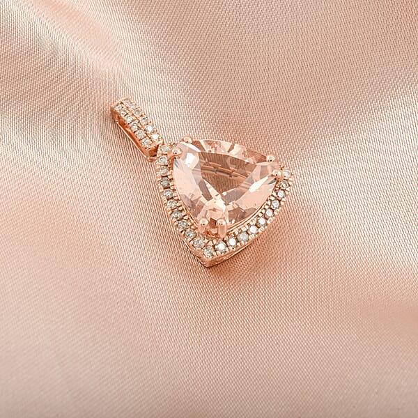 Certified & Appraised Luxoro 10K Rose Gold AAA Marropino Morganite Diamond (G-H I2) (0.36 Cts) Pendant Without Chain 5.05 Ctw
