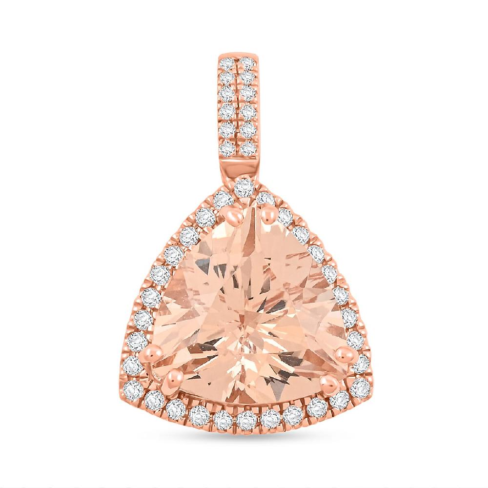 Certified & Appraised Luxoro 10K Rose Gold AAA Marropino Morganite Diamond (G-H I2) (0.36 cts) Pendant without Chain 5.05 ctw