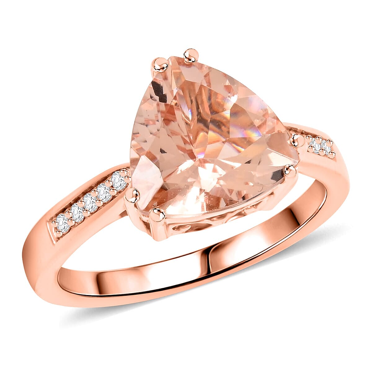 Certified & Appraised Luxoro 10K Rose Gold AAA Marropino Morganite Diamond (G-H I2) Ring 3.00 ctw