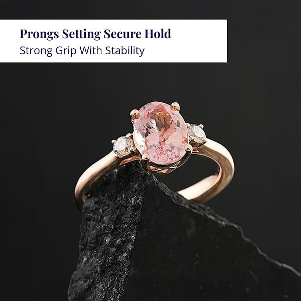 Certified & Appraised Luxoro 10K Rose Gold AAA Pink Morganite Diamond (G-H I2) Ring 3.50 Ctw
