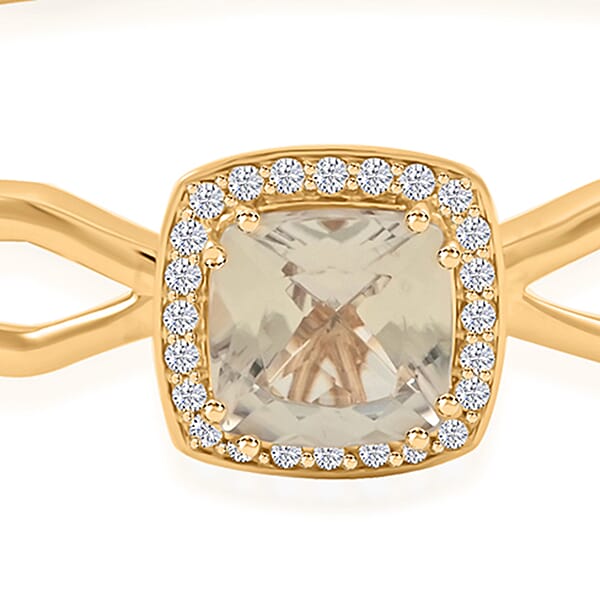 Certified & Appraised Luxoro 10K Yellow Gold AAA Asscher Cut Turkizite Diamond (G-H I2) (0.31 Cts) Bangle Bracelet (8.00 In) (10.50 G) 4.40 Ctw