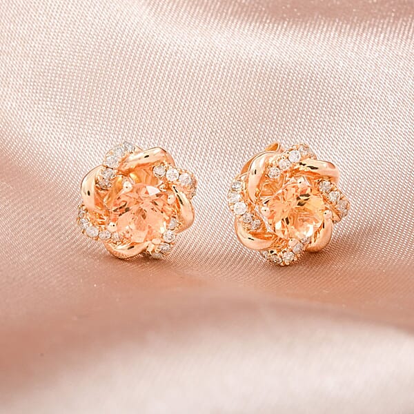 Certified & Appraised Luxoro 10K Yellow Gold AAA Imperial Topaz And I2 Diamond Earrings 1.35 Ctw