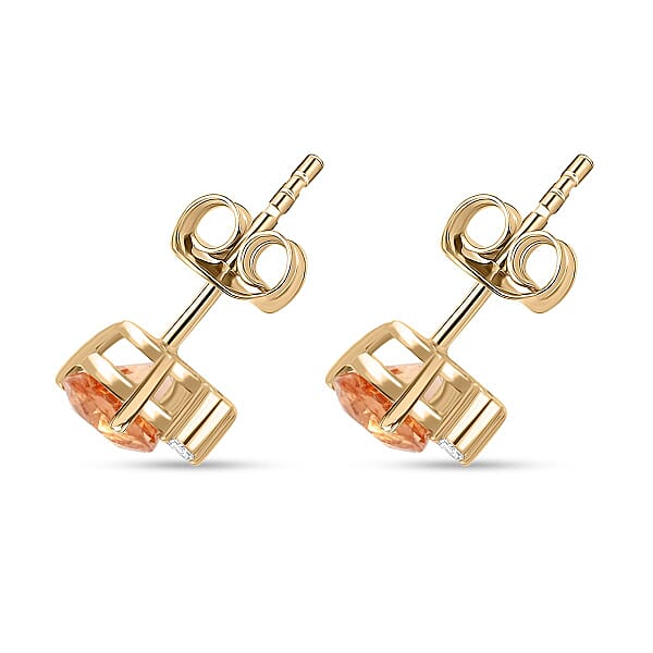 Certified & Appraised Luxoro 10K Yellow Gold AAA Imperial Topaz And I2 Diamond Earrings 1.20 Ctw