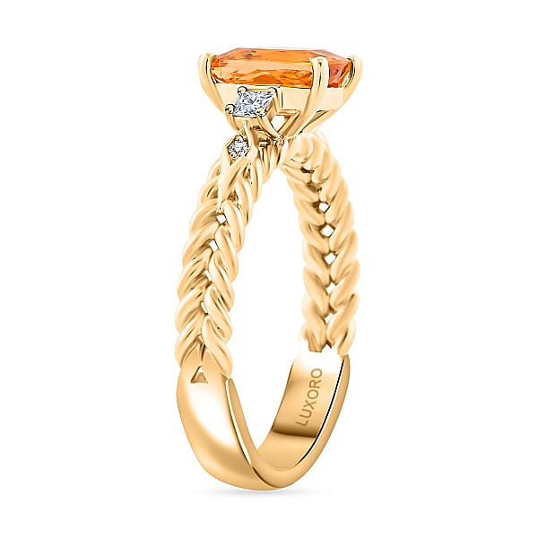 Certified & Appraised Luxoro 10K Yellow Gold AAA Imperial Topaz Diamond (G-H I2) Ring 2.00 Ctw