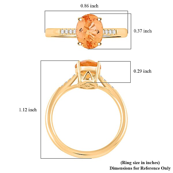 Certified & Appraised Luxoro 10K Yellow Gold AAA Imperial Topaz And G-H I2 Diamond Ring 2.15 Ctw