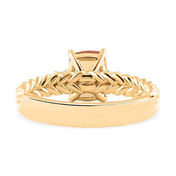 Certified & Appraised Luxoro 10K Yellow Gold AAA Imperial Topaz And G-H I2 Diamond Ring 2.00 Ctw