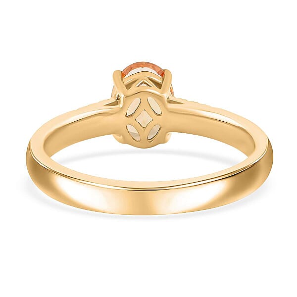 Certified & Appraised Luxoro 10K Yellow Gold AAA Imperial Topaz And G-H I2 Diamond Ring 1.55 Ctw