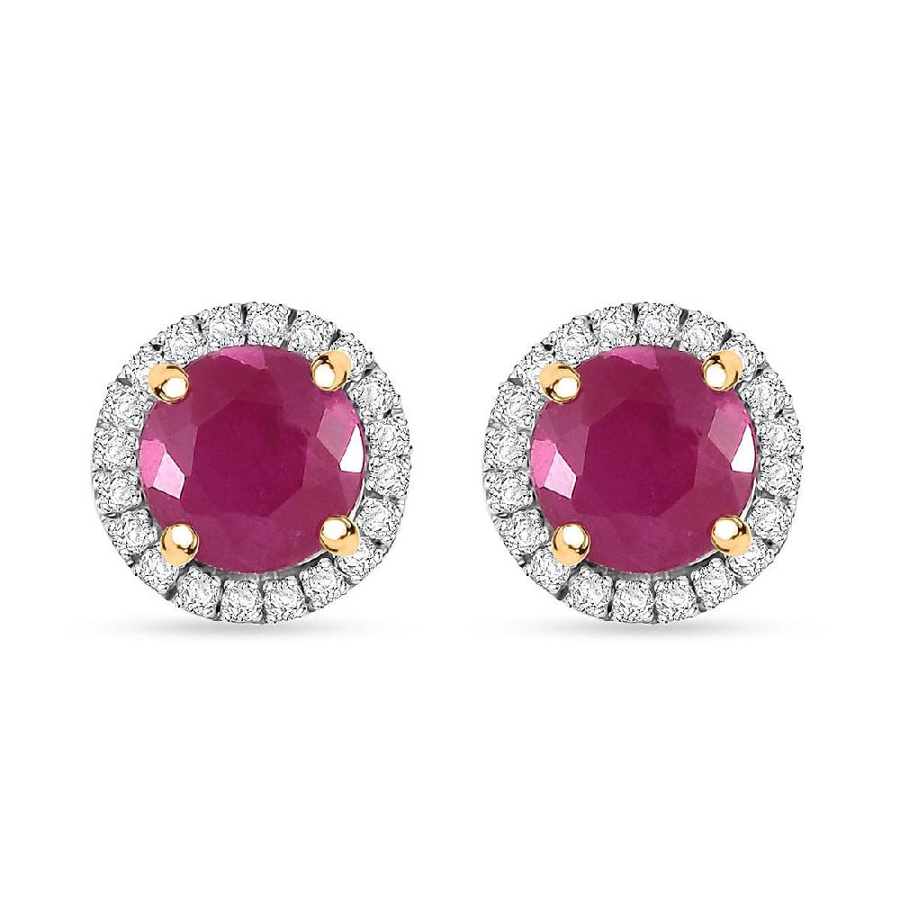 Certified & Appraised Luxoro 10K Yellow Gold AAA Montepuez Ruby Diamond (I2) (0.22 cts) Earrings 2.40 ctw