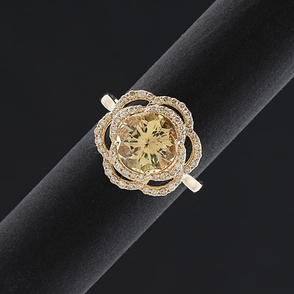 Certified & Appraised Luxoro 10K Yellow Gold Hanabi Cut AAA Turkizite Diamond (G-H I2) (0.41 Cts) Ring 3.50 Ctw