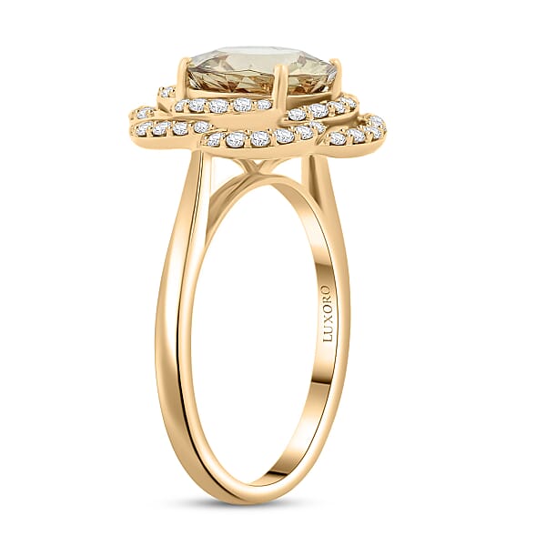 Certified & Appraised Luxoro 10K Yellow Gold Hanabi Cut AAA Turkizite Diamond (G-H I2) (0.41 Cts) Ring 3.50 Ctw