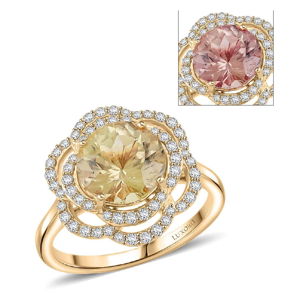 Certified & Appraised Luxoro 10K Yellow Gold Hanabi Cut AAA Turkizite Diamond (G-H I2) (0.41 cts) Ring 3.50 ctw