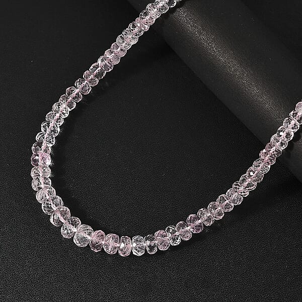 Certified & Appraised Luxoro 14K Rose Gold AAA Pink Morganite Beaded Necklace (18-20 Inches) 100.00 Ctw