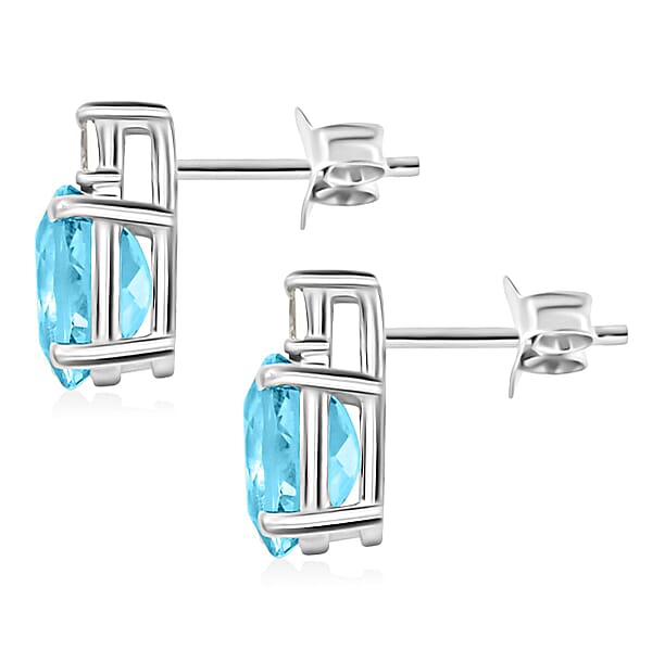 Certified & Appraised Luxoro 14K White Gold AAA Santa Maria Aquamarine And I2 Diamond Earrings 1.00 Ctw