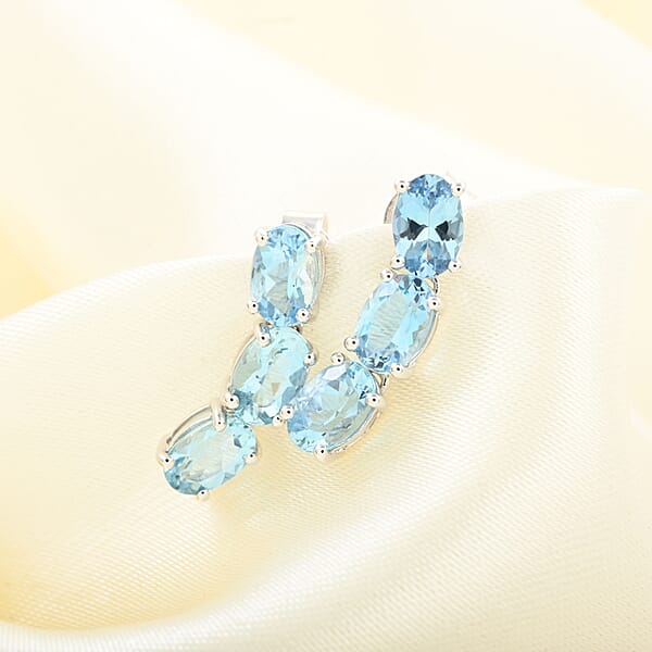 Certified & Appraised Luxoro 14K White Gold AAA Santa Maria Aquamarine Earrings 2.40 Ctw