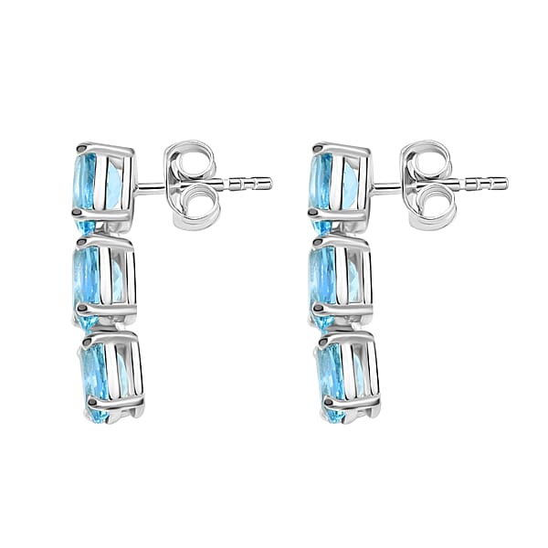 Certified & Appraised Luxoro 14K White Gold AAA Santa Maria Aquamarine Earrings 2.40 Ctw