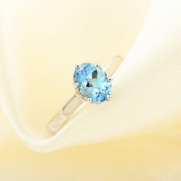 Certified & Appraised Luxoro 14K White Gold AAA Santa Maria Aquamarine Diamond (I2) (0.18 Cts) Ring 1.25 Ctw