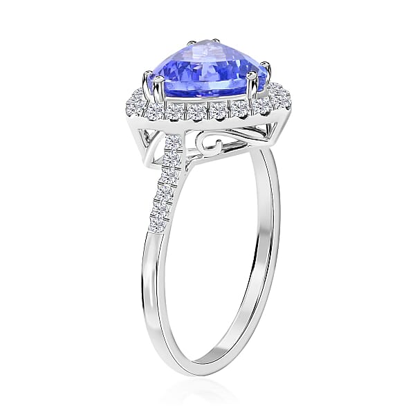 Certified & Appraised Luxoro 14K White Gold AAA Tanzanite And G-H I2 Diamond Ring 3.85 Grams 3.25 Ctw