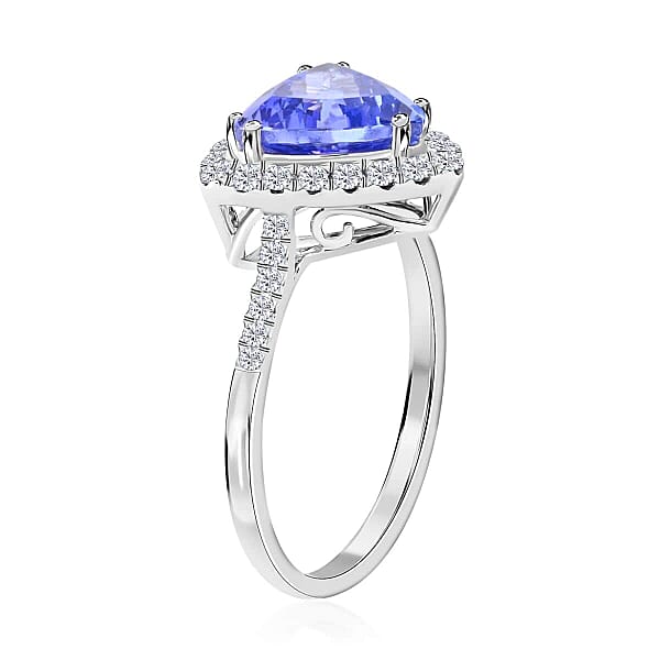 Certified & Appraised Luxoro 14K White Gold AAA Tanzanite And G-H I2 Diamond Ring 3.85 Grams 3.25 Ctw