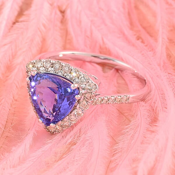 Certified & Appraised Luxoro 14K White Gold AAA Tanzanite And G-H I2 Diamond Ring 3.85 Grams 3.25 Ctw