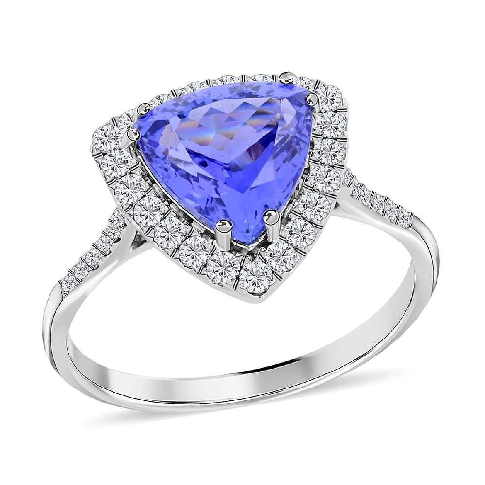 Certified & Appraised Luxoro 14K White Gold AAA Tanzanite and G-H I2 Diamond Ring 3.85 Grams 3.25 ctw