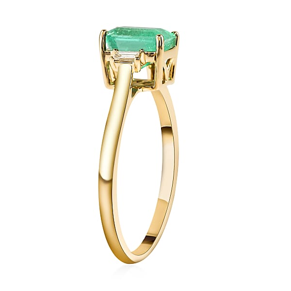 Certified & Appraised Luxoro 14K Yellow Gold AAA Boyaca Colombian Emerald And G-H I2 Diamond Ring 1.20 Ctw