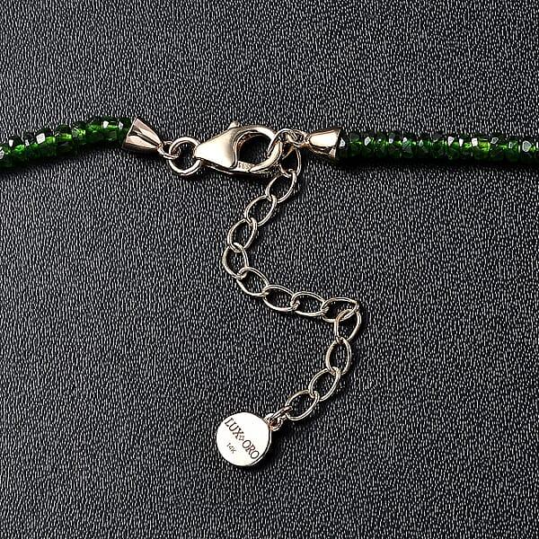 Certified & Appraised Luxoro 14K Yellow Gold AAA Chrome Diopside Beaded Necklace 18-20 Inches 70.00 Ctw