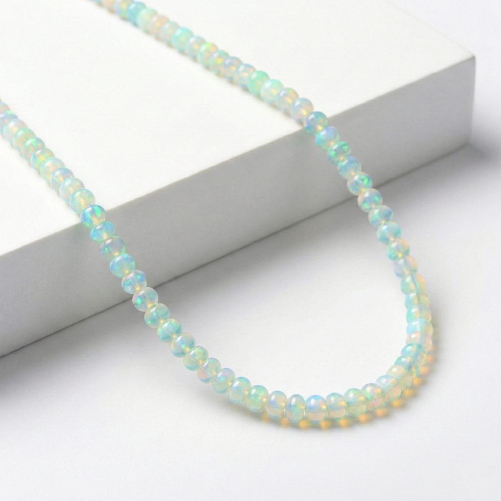 Certified & Appraised Luxoro 14K Yellow Gold AAA Ethiopian Welo Opal Beaded Graduated Necklace 18 Inches with 2 Inch Extender 65.00 ctw