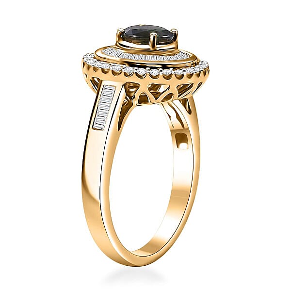 Certified & Appraised Luxoro 14K Yellow Gold AAA Green Sapphire Diamond (I2) (0.68 Cts) Ring (5.15 G) 1.97 Ctw
