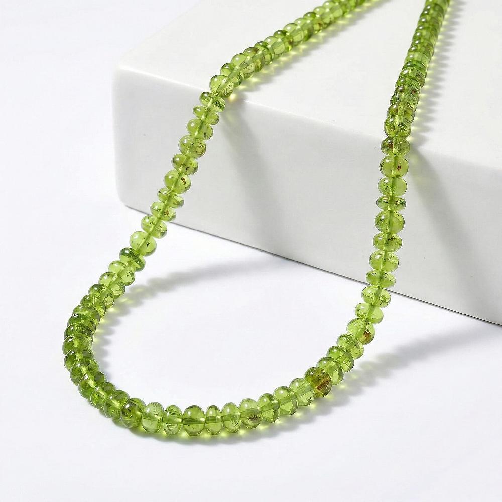 Certified & Appraised Luxoro 14K Yellow Gold AAA Hebei Peridot Beaded Graduated Necklace 18-20 Inches 140.00 Ctw