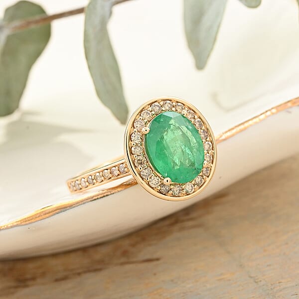 Certified & Appraised Luxoro 14K Yellow Gold AAA Kagem Zambian Emerald And G-H I2 Diamond Ring 4.10 Grams 2.25 Ctw