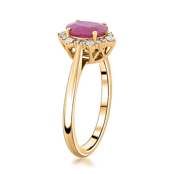 Certified & Appraised Luxoro 14K Yellow Gold AAA Montepuez Ruby And G-H I2 Diamond Ring 1.60 Ctw
