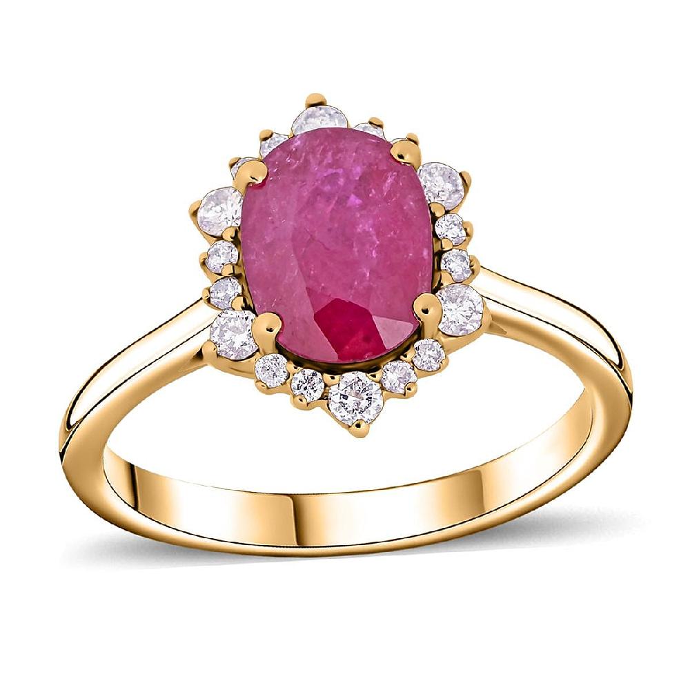 Certified & Appraised Luxoro 14K Yellow Gold AAA Montepuez Ruby and G-H I2 Diamond Ring 1.60 ctw