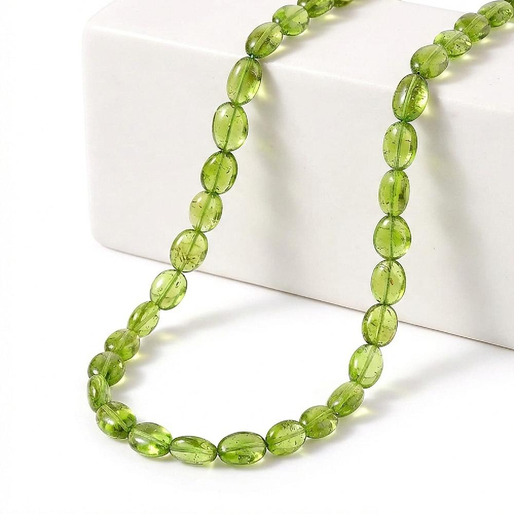 Certified & Appraised Luxoro 14K Yellow Gold AAA Peridot Beaded Graduated Necklace 18 Inches with 2 Inch Extender 130.00 ctw