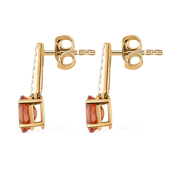 Certified & Appraised Luxoro 14K Yellow Gold AAA Songea Sapphire And I2 Diamond Earrings 2.15 Ctw