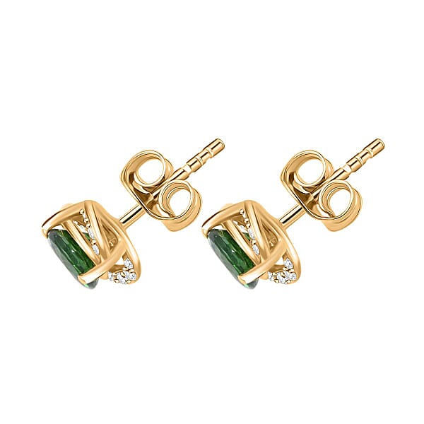 Certified & Appraised Luxoro 14K Yellow Gold AAA Tsavorite Garnet And I2 Diamond Earrings 1.30 Ctw