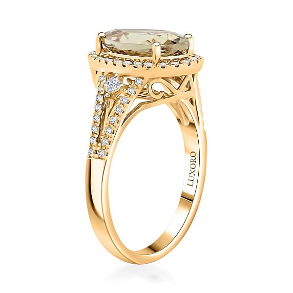 Certified & Appraised Luxoro 14K Yellow Gold AAA Turkizite Diamond (G-H I2) (0.52 Cts) Ring (4.65 G) 4.15 Ctw
