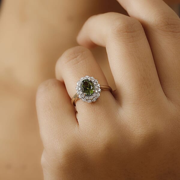 Certified & Appraised Luxoro AAA Aricanga Tourmaline And G-H I2 Diamond 1.42 Ctw Ring In 10K Yellow Gold