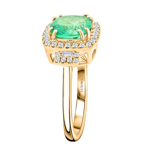 Certified & Appraised Luxoro AAA Boyaca Colombian Emerald And I2 Diamond 2.00 Ctw Ring In 14K Yellow Gold