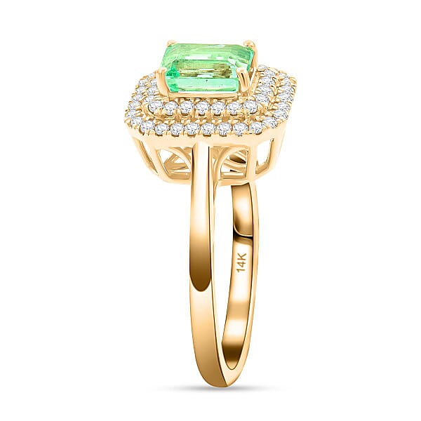 Certified & Appraised Luxoro AAA Boyaca Colombian Emerald And I2 Diamond 1.65 Ctw Ring In 14K Yellow Gold 4.27 Grams