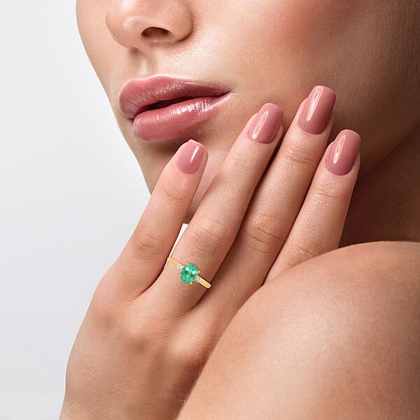 Certified & Appraised Luxoro AAA Boyaca Colombian Emerald And G-H I2 Diamond 1.10 Ctw Ring In 14K Yellow Gold