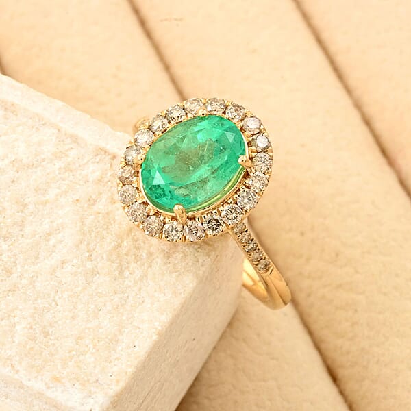 Certified & Appraised Luxoro AAA Boyaca Colombian Emerald And I2 Diamond 2.65 Ctw Ring In 14K Yellow Gold