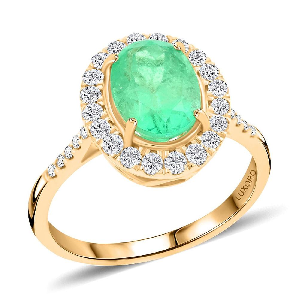 Certified & Appraised Luxoro AAA Boyaca Colombian Emerald and I2 Diamond 2.65 ctw Ring in 14K Yellow Gold