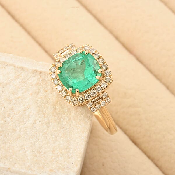 Certified & Appraised Luxoro AAA Boyaca Colombian Emerald And I2 Diamond 2.00 Ctw Ring In 14K Yellow Gold