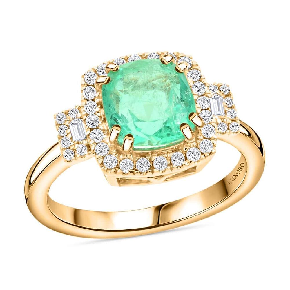 Certified & Appraised Luxoro AAA Boyaca Colombian Emerald and I2 Diamond 2.00 ctw Ring in 14K Yellow Gold