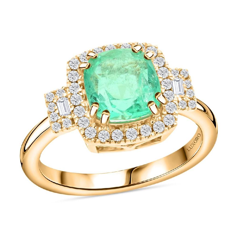 Certified & Appraised Luxoro AAA Boyaca Colombian Emerald and I2 Diamond 2.00 ctw Ring in 14K Yellow Gold