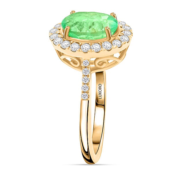 Certified & Appraised Luxoro AAA Boyaca Colombian Emerald And I2 Diamond 2.65 Ctw Ring In 14K Yellow Gold