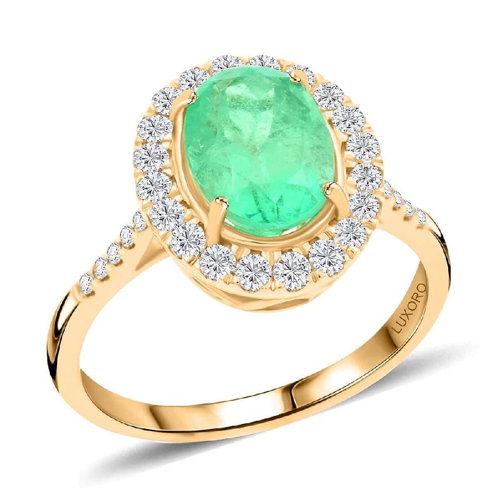 Certified & Appraised Luxoro AAA Boyaca Colombian Emerald and I2 Diamond 2.65 ctw Ring in 14K Yellow Gold