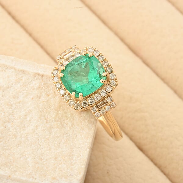 Certified & Appraised Luxoro AAA Boyaca Colombian Emerald And I2 Diamond 2.00 Ctw Ring In 14K Yellow Gold
