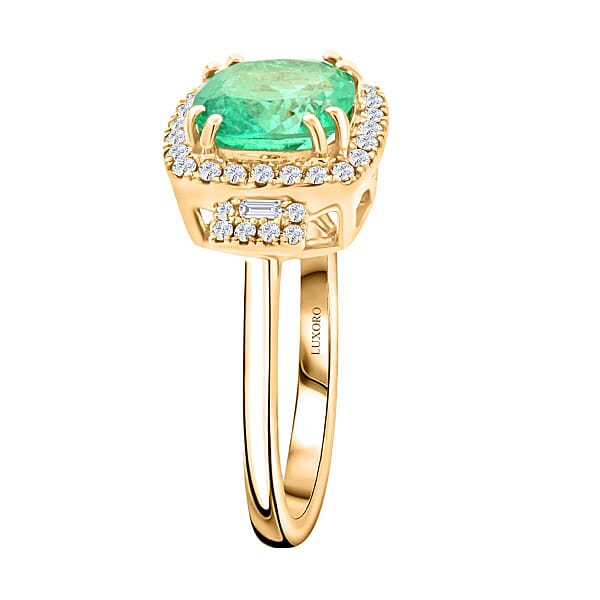 Certified & Appraised Luxoro AAA Boyaca Colombian Emerald And I2 Diamond 2.00 Ctw Ring In 14K Yellow Gold