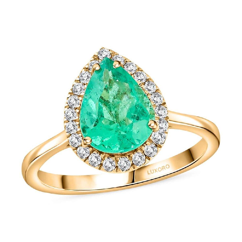 Certified & Appraised Luxoro AAA Boyaca Colombian Emerald and I2 Diamond 2.35 ctw Ring in 14K Yellow Gold